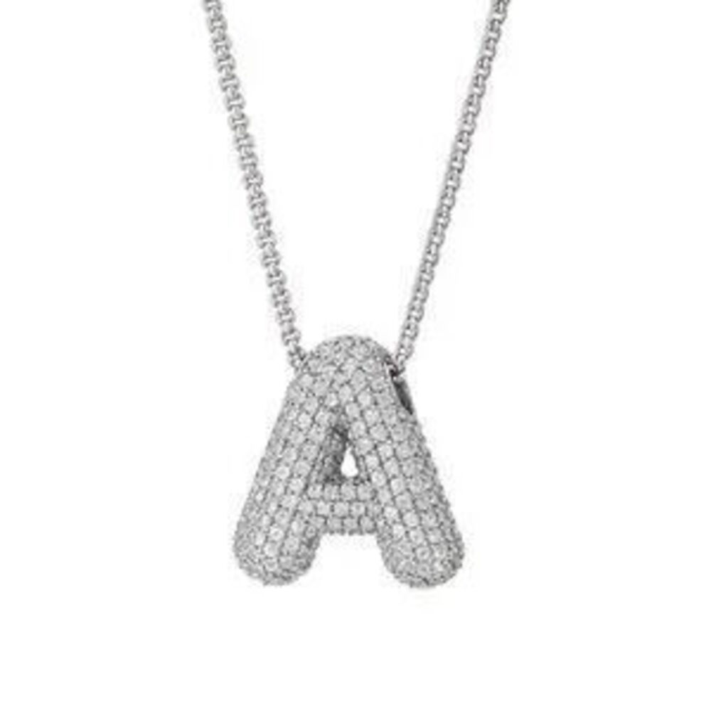 Silver Initial Pendant Necklaces (5103)